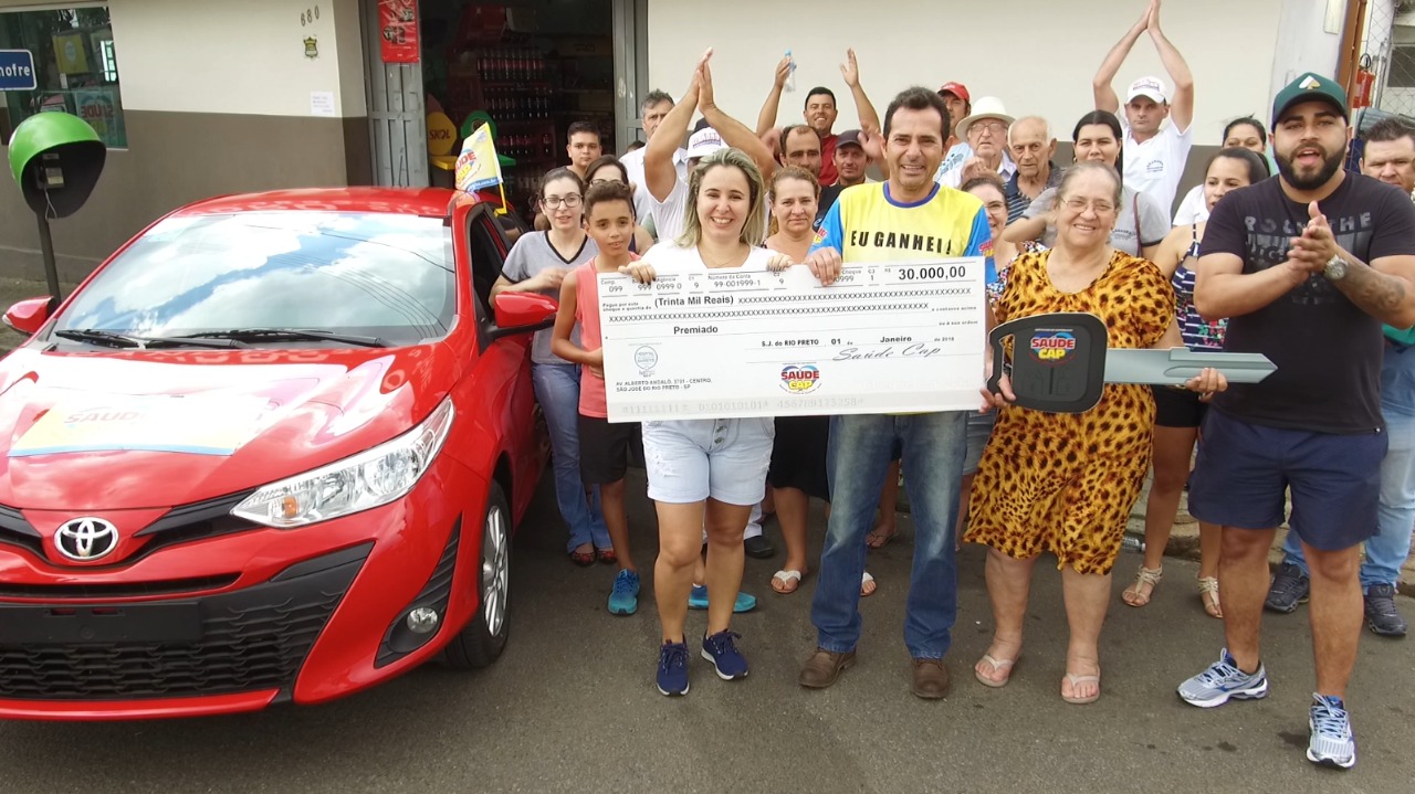Comerciante de Estrela D´Oeste  ganhou um Toyota Yaris + R$ 30 mil.